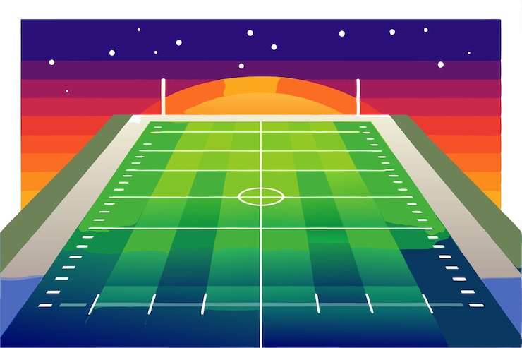 Vector een kleurrijke afbeelding van een spoor en de regenboog in het midden