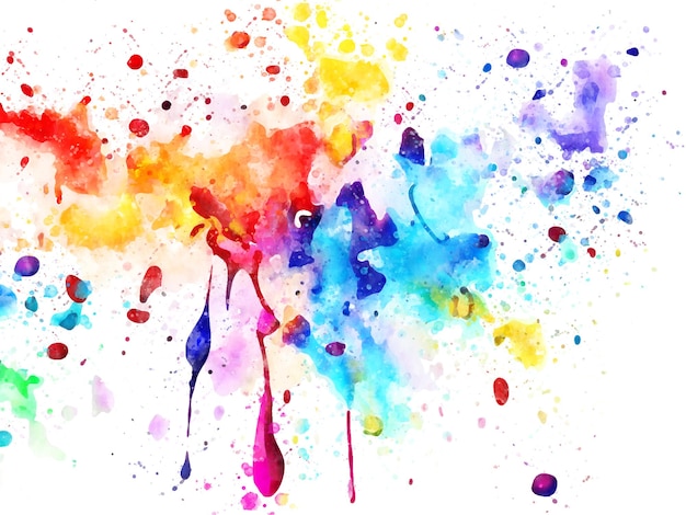 Vector een kleurrijke aquarel met een scheutje verf en een regenboog.
