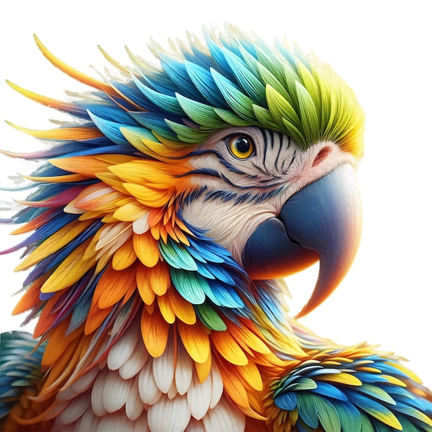 Een kleurrijke papegaai met een blauw hoofd en gele ogen, een kleurrijke parrot, een goud- en blauwe ara.