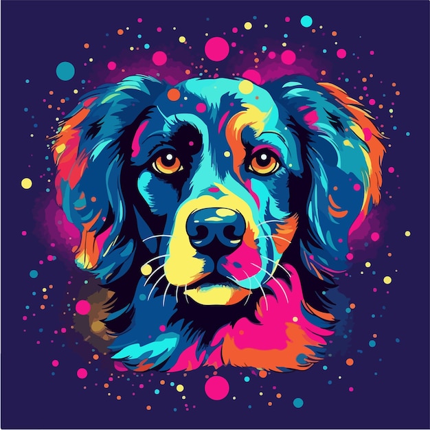 Vector een kleurrijke poster met het gezicht van een hond en de woorden berner sennenhond erop.