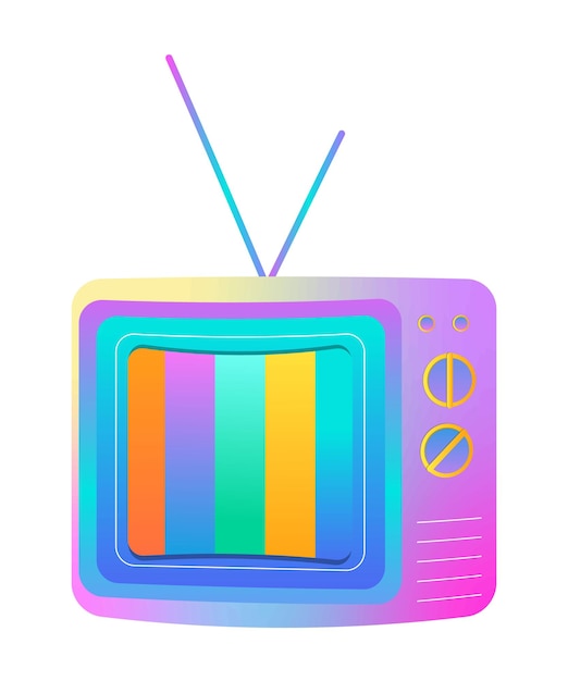 Een kleurrijke televisie met een regenboogkleurig scherm.