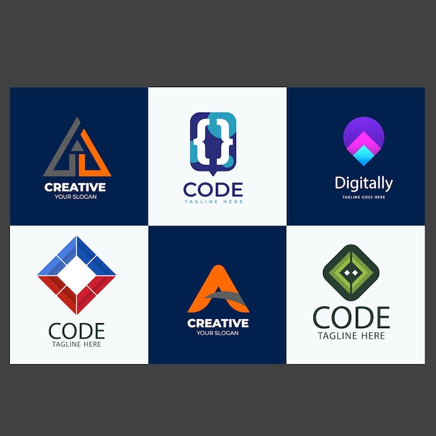 een kleurrijke weergave van verschillende logo's, waaronder de codecode