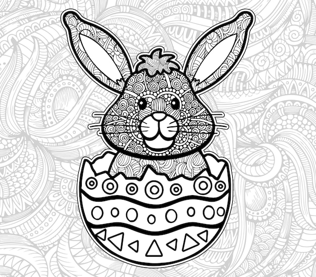 Vector een konijn met een konijnshoofd op een zwart-witte achtergrond