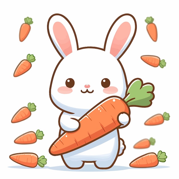 Een konijn met een wortel.
