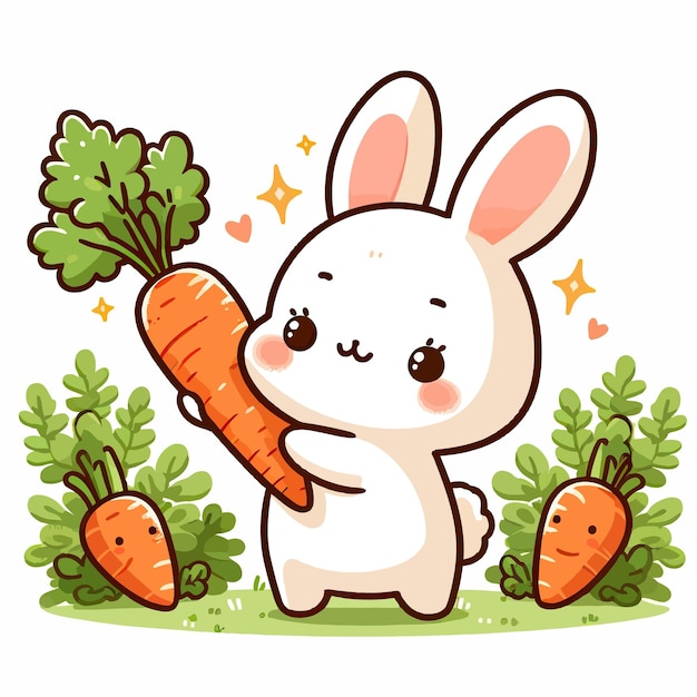 Een konijn met een wortel.