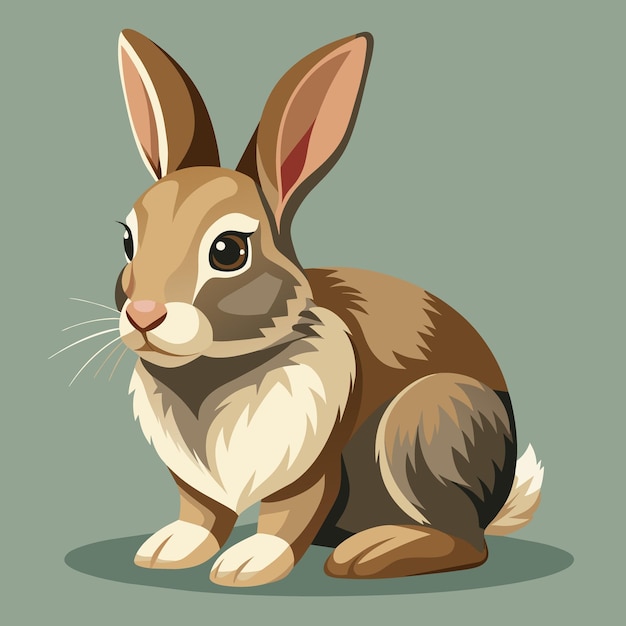 een konijn zit op een groene achtergrond met een bruin gezicht en een witte snor