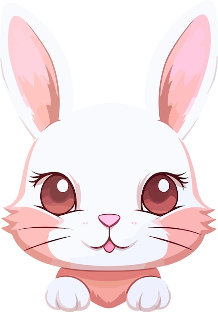 Een konijntjesgezicht met roze ogen en roze ogen.