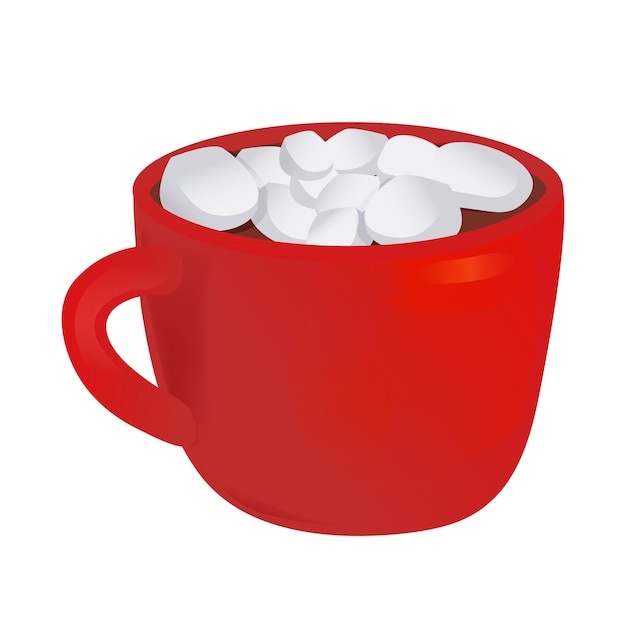 Een kop warme chocolademelk en marshmallows. vector illustratie
