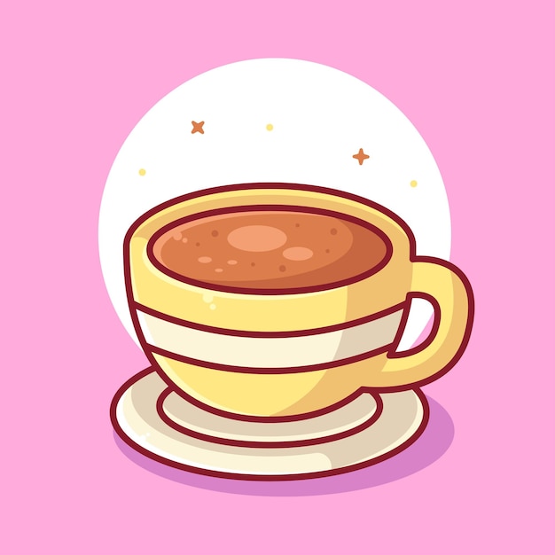 Een kopje koffie logo vector icon illustratie premium koffie cartoon logo in vlakke stijl