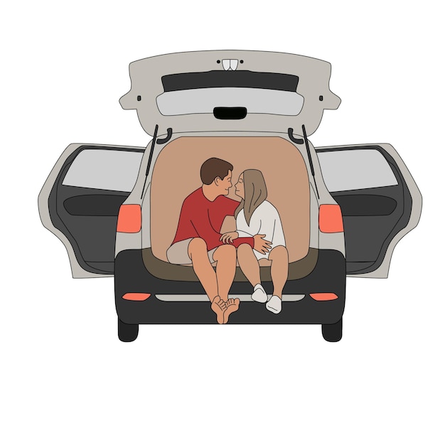 Een koppel liefhebbers plat illustratie
