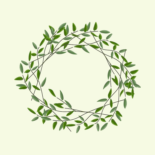 Een krans van bladeren voor het invoegen van tekst vectorkrans met groene olijfbladeren