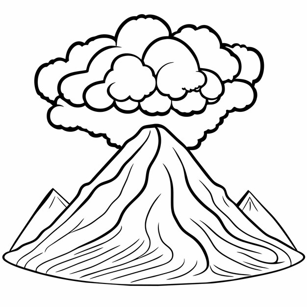 Vector een landschap van bliksem uitbarsting van de vulkaan mauna loa in hawaii met rook en een nevelige hemel