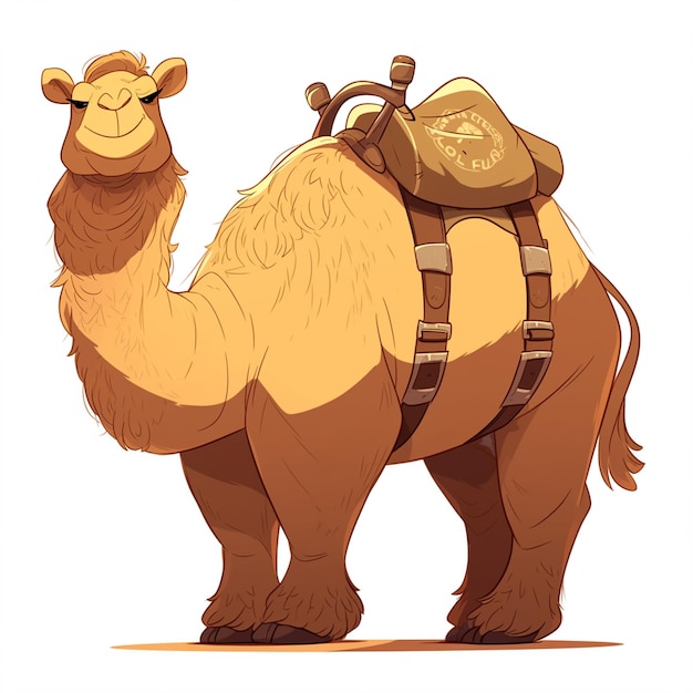 Vector een lange kameel verkeerspolitie cartoon stijl