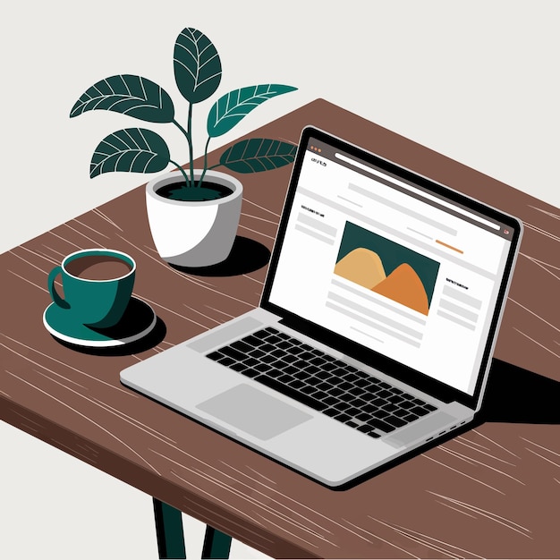 een laptop met een afbeelding van een plant op het scherm