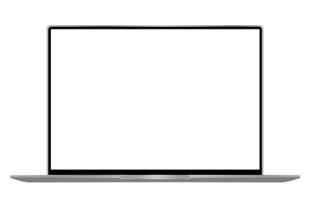 Een laptop met een witte achtergrond en een zwart scherm.