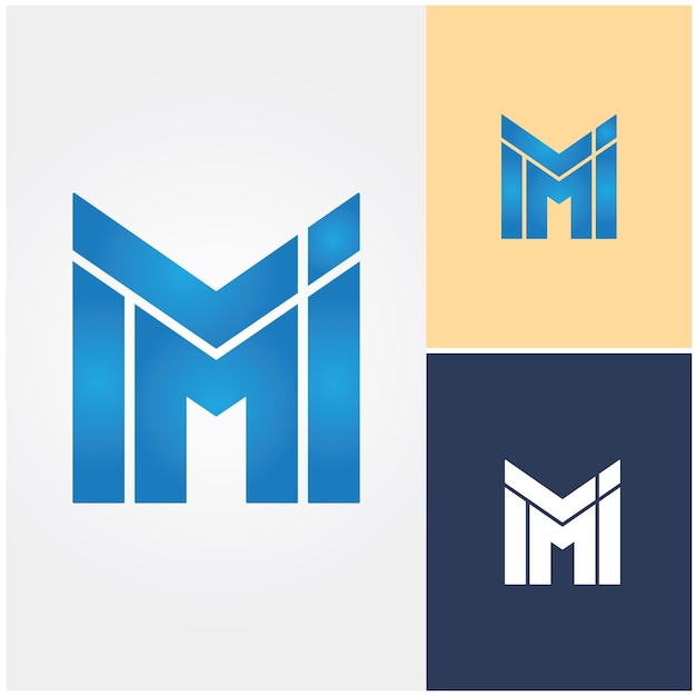 Een letter m-logo met een blauwe achtergrond