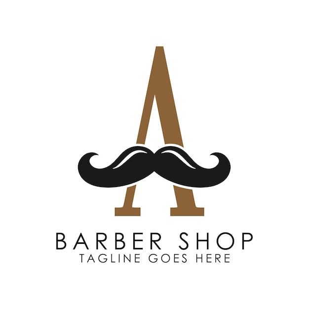 Vector een letter moustache logo alfabet een kapperswinkel icon