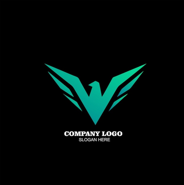 Vector een letter w-logo met een vogel op een zwarte achtergrond