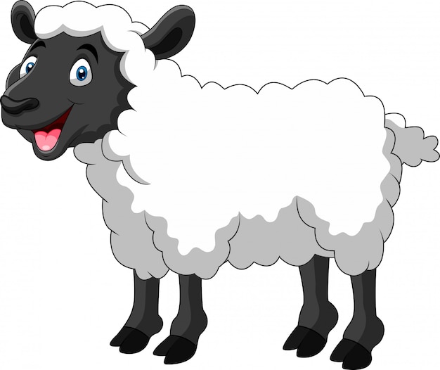 Vector een leuke cartoon schapen glimlach