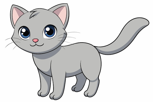 Vector een lichtgrijs kitten op een witte achtergrond vector illustratie