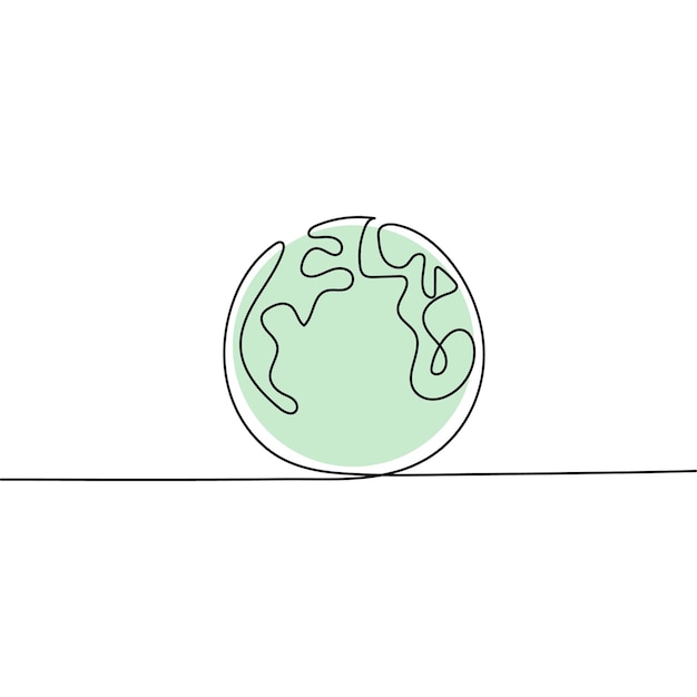 Eén lijn doorlopende tekening van wereldmilieudag pictogram Earth Globe vectorillustratie