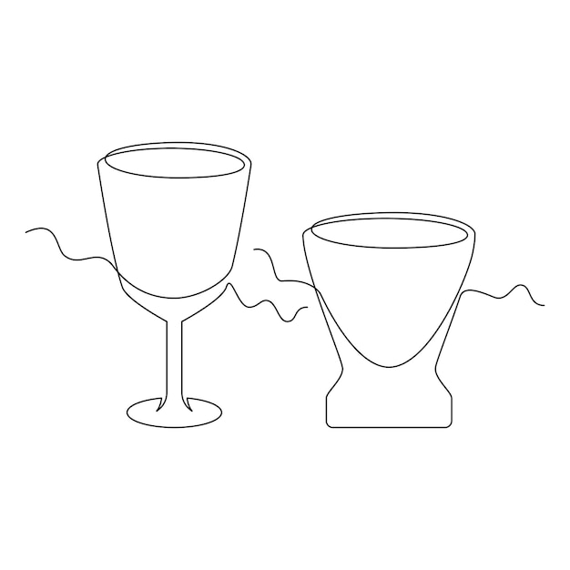 één lijn kunst cocktail glas vector illustratie lijn kunst één continue lijn eenvoudige hand getekend