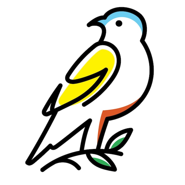 Vector eén lijn kunst vogel logo
