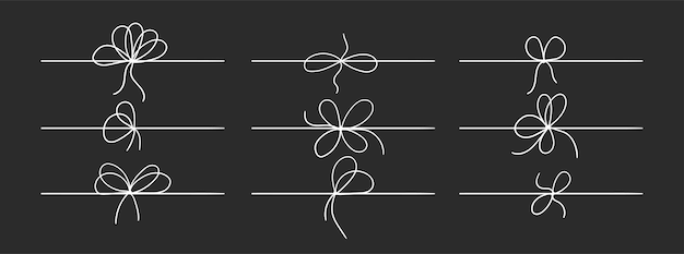Een lijn van bogen op een lint om een geschenk te versieren doodle stijl touwen eenvoudig dun