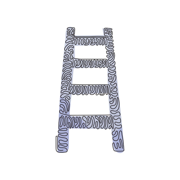 Vector eén lijntekening brandladderpictogram houten ladder geïsoleerd standladder ladderapparatuur