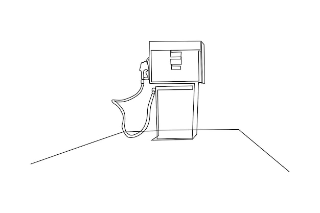 Eén lijntekening Gas tankstation Tankstation concept Doorlopende lijntekening ontwerp grafische vectorillustratie