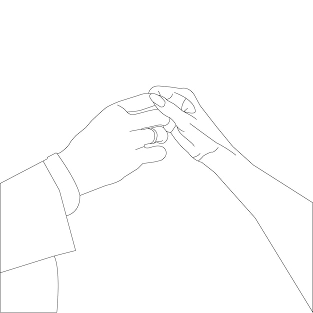 een lijntekening hand vasthouden en schets vector op witte achtergrond