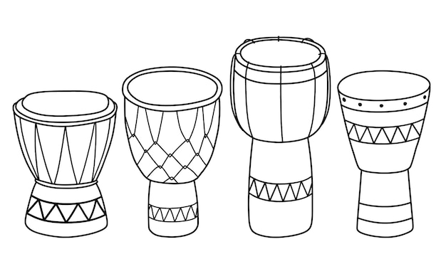 Een lijntekening van Afrikaanse drums.