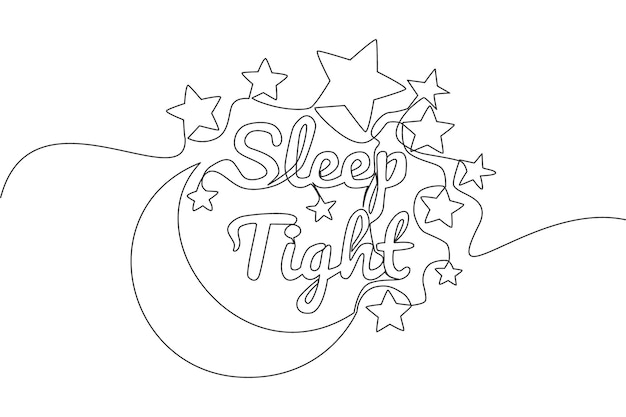 Een lijntekening van motiverende en inspirerende belettering typografie kalligrafie quote Sleep Tight