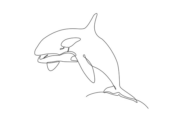 Eén lijntekening Vis en wilde zeedieren concept Doorlopende lijntekening ontwerp grafische vectorillustratie