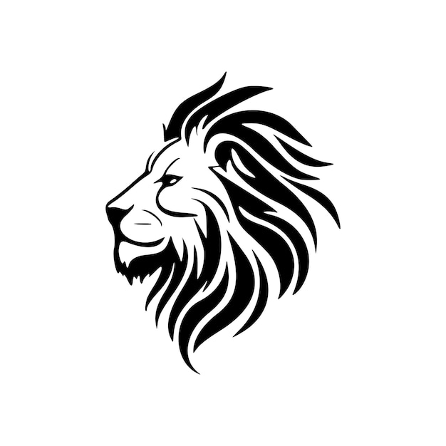 Een logo met een zwart-witte leeuw in vereenvoudigde vectorvorm