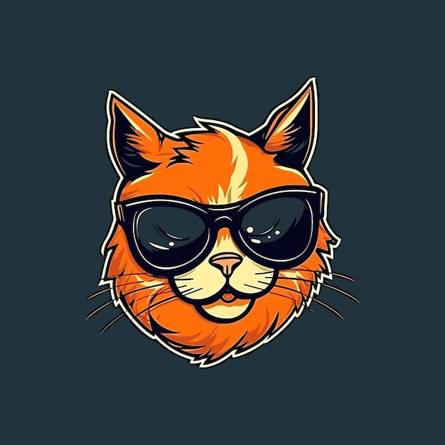 Een logo van een kat met een bril ontworpen in esports-illustratiestijl