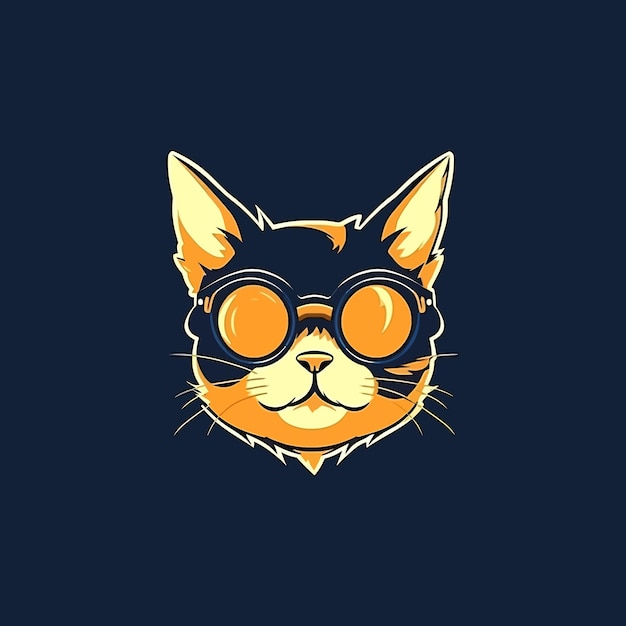 Een logo van een kat met een bril ontworpen in esports-illustratiestijl