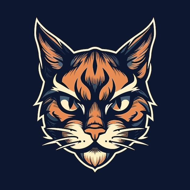 Een logo van een kattenkop ontworpen in esports illustratiestijl Vector