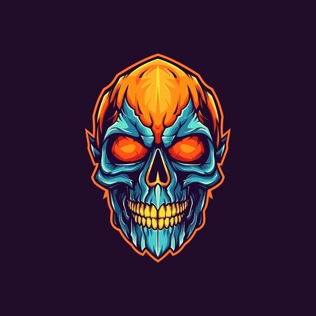 Een logo van een schedelhoofd ontworpen in esports-illustratiestijl