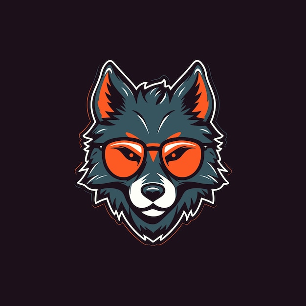 Een logo van een wolf met een bril ontworpen in esports-illustratiestijl