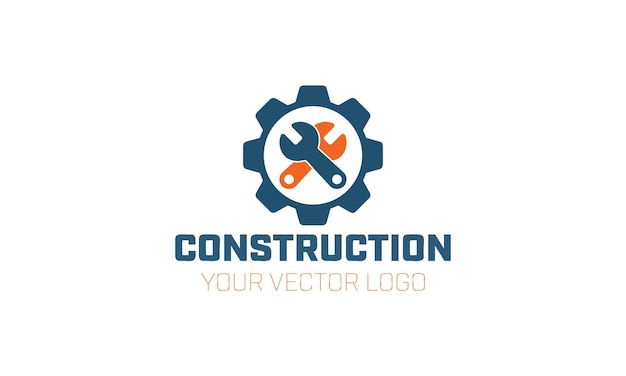 een logo voor constructie of bouwwerkzaamheden met een blauw logo voor bouw