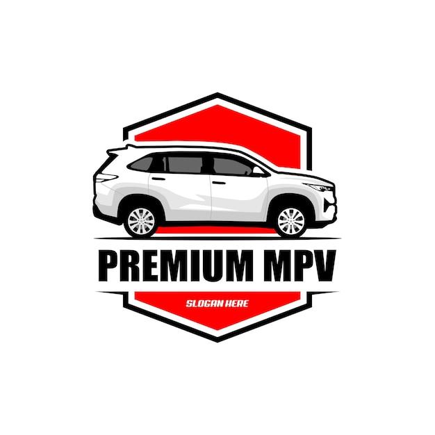 Een logo voor een autodealer genaamd premium mpv