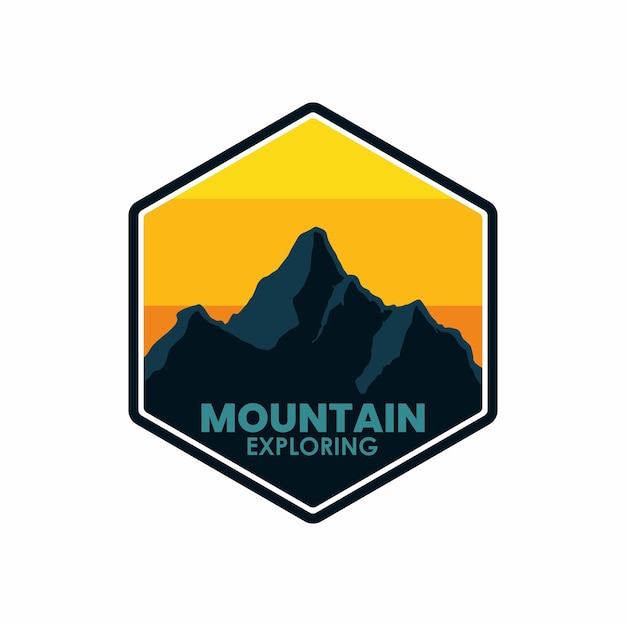 een logo voor een berg met een gele en oranje achtergrond