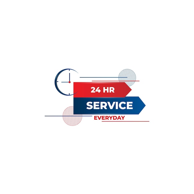 Een logo voor een dienstverlenend bedrijf dat elke dag 24-uurs service zegt.