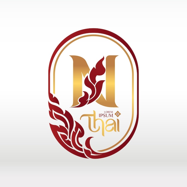 Een logo voor een Thais restaurant genaamd m thai.