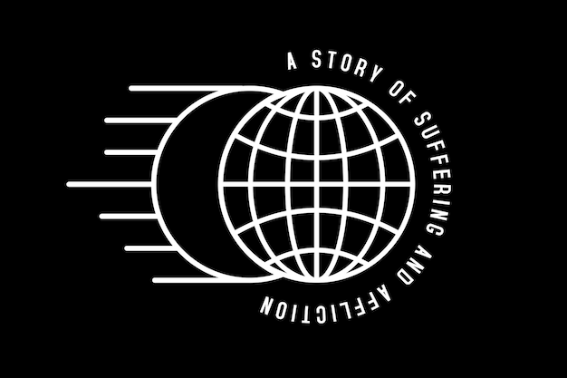 Een logo voor een zwart-witalbum genaamd een verhaal over lijden.