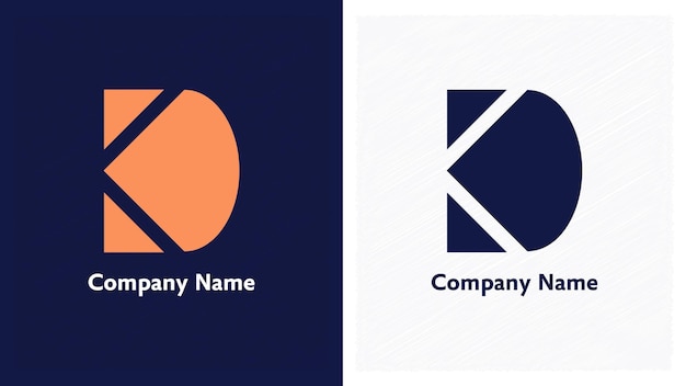 Een logo voor kd company dat blauw en oranje is