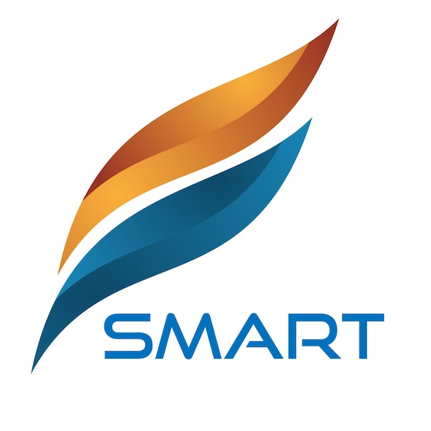 Een logo voor smart met blauwe en oranje kleuren