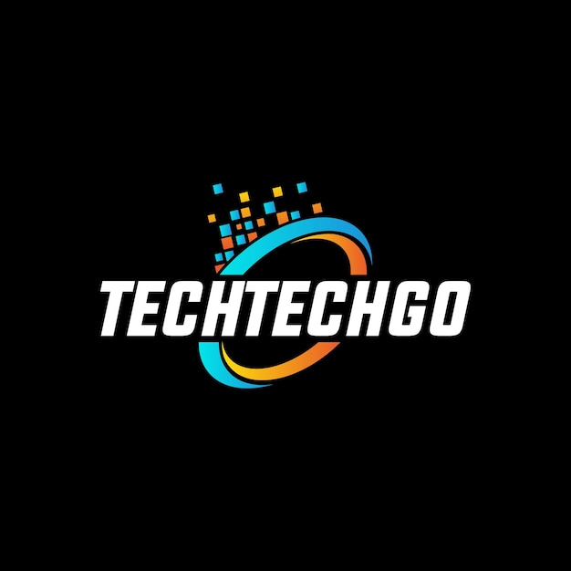 Een logo voor techtech gog dat zwart en oranje is