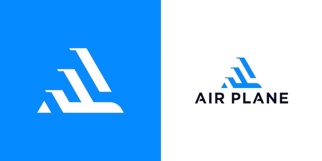 Een logoontwerp met een vliegtuig voor reisvakantie